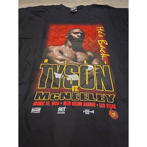 Vintage 1995 Mike Tyson McNeeley MGM Grand Las Vegas Deadstock T Shirt XL Black - Picture 3 of 5